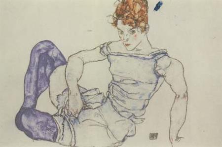 Egon Schiele Seated Woman in Violet Stockings (mk12)